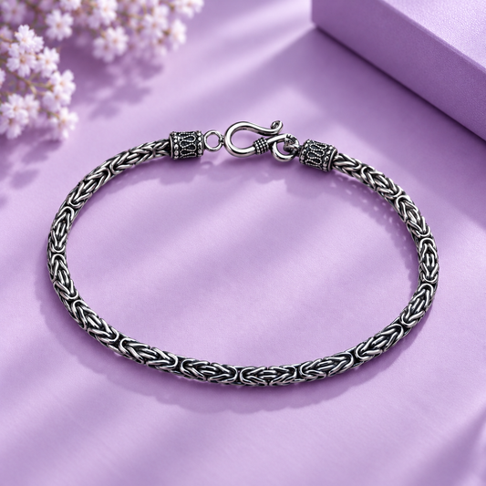 Taravya Men’s Premium Byzantine Silver Chain Bracelet