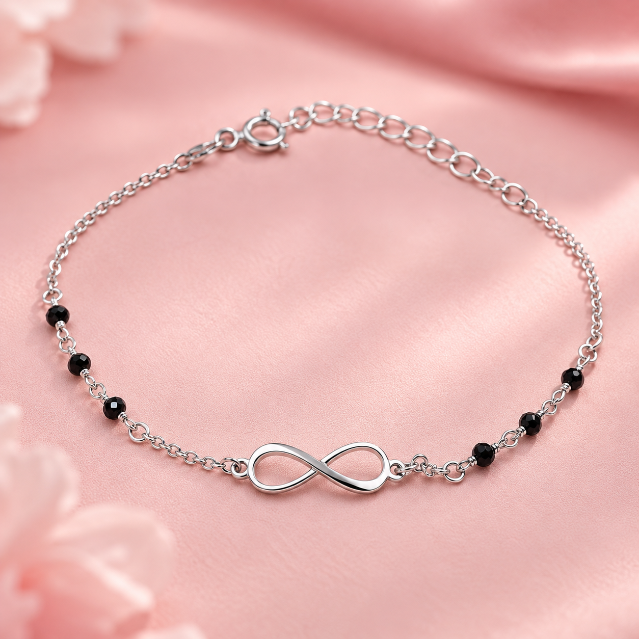Taravya Infinity Noir 925 Sterling Silver Bracelet