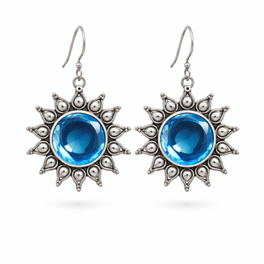 Blue Saphire Pure 925 Silver Earrings