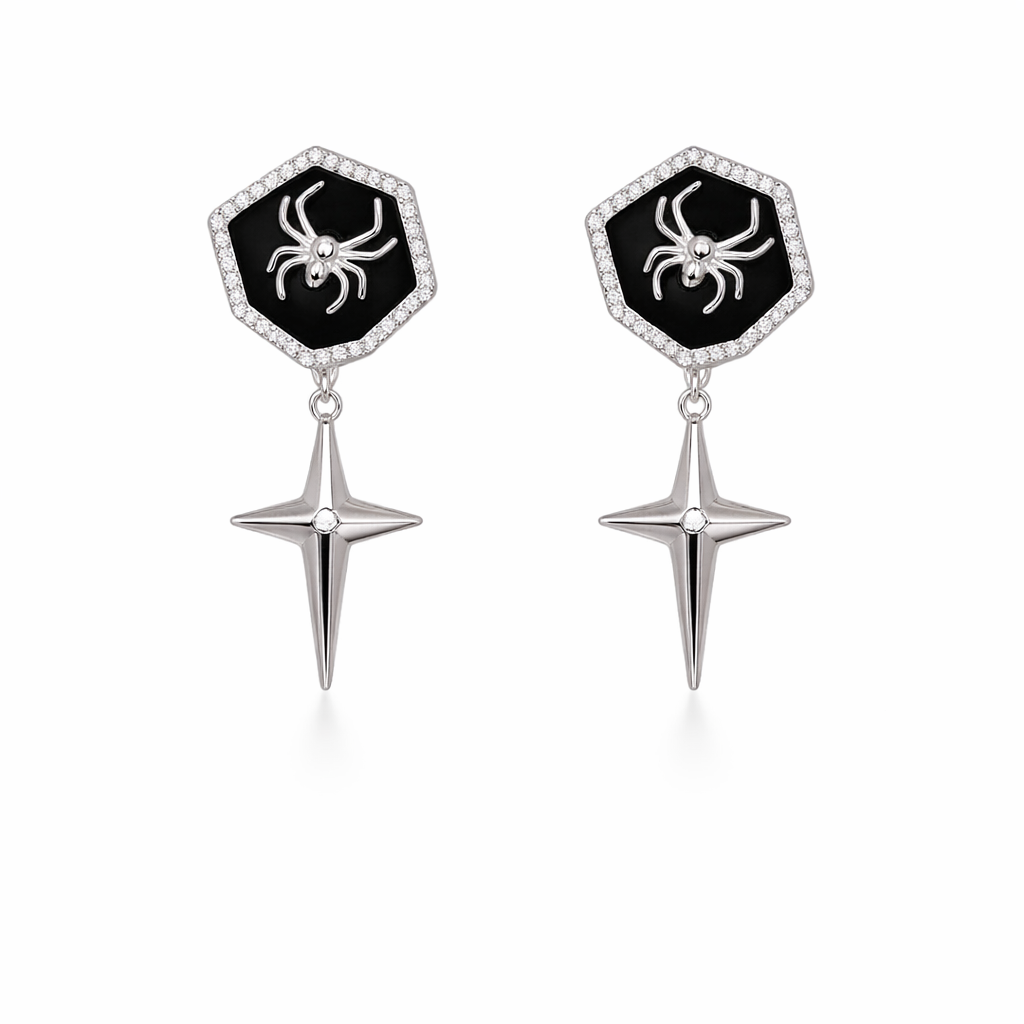 Scorpion Star Pure 925 Silver Earrings