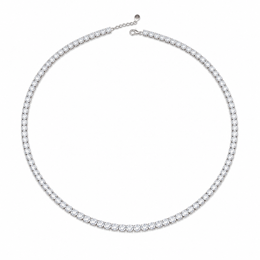 Classic 925 Sterling Silver Tennis Necklace