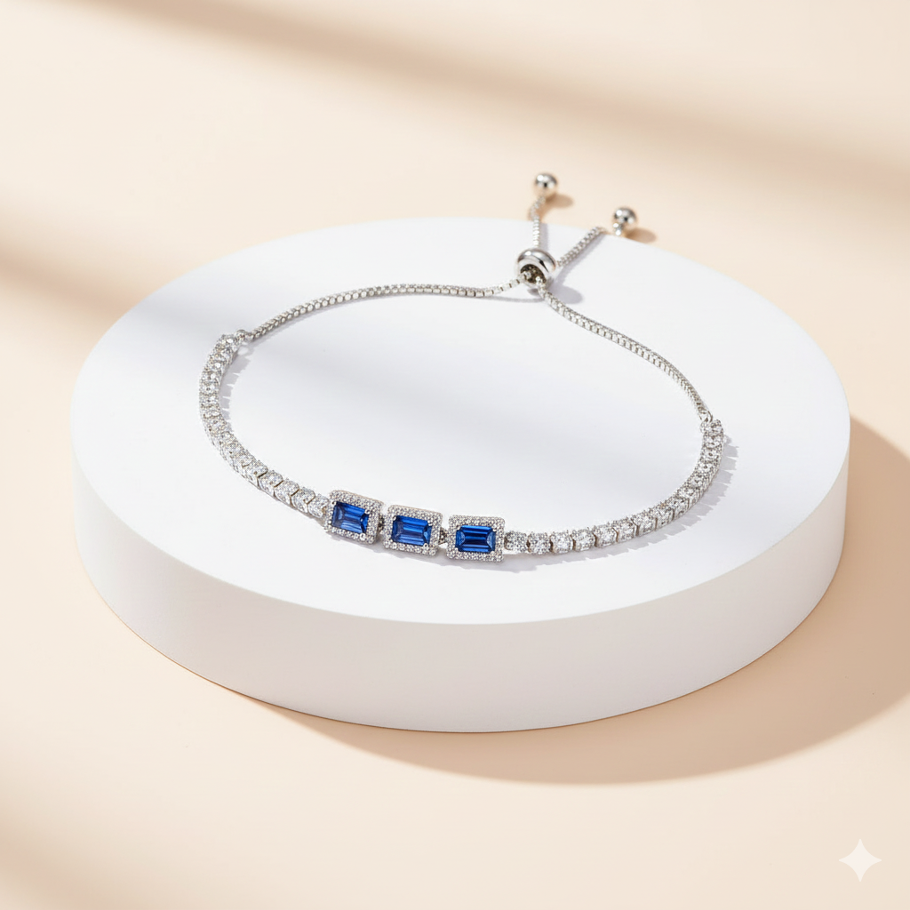 Midnight Glow Adjustable Silver Bracelet