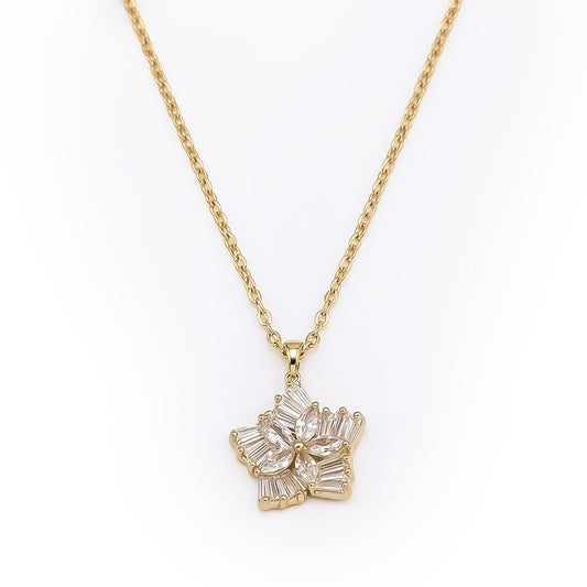 Silver Flower Petal Necklace Set