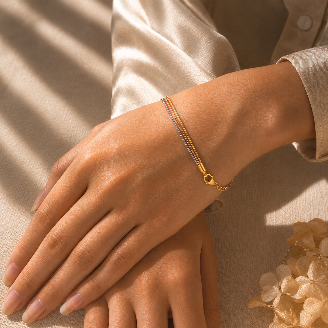 Multi-Strand Triple Plating 925 Sterling Silver Bracelet
