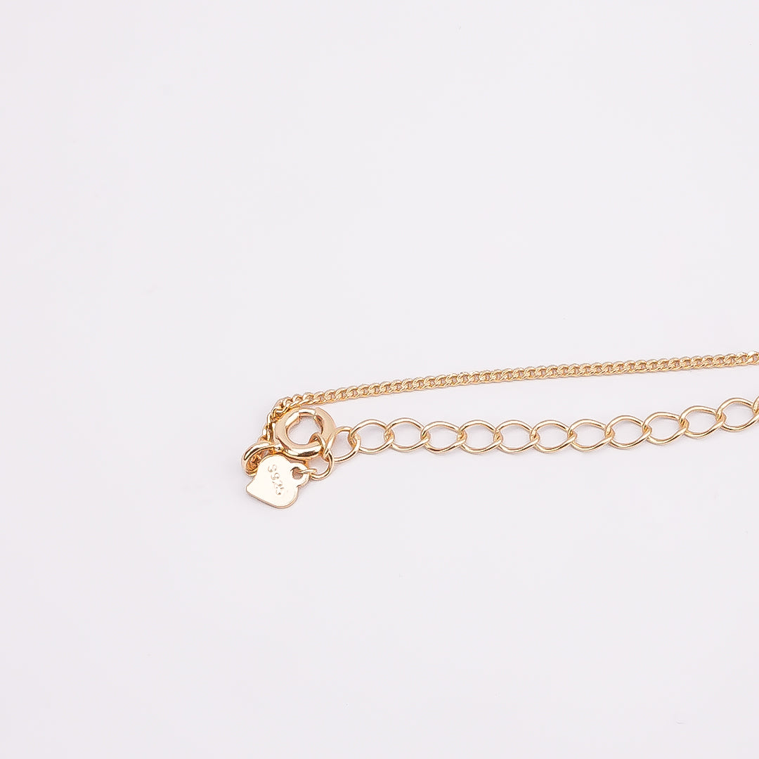 Silver Solitaire Pendant Gold Plated with Link Chain