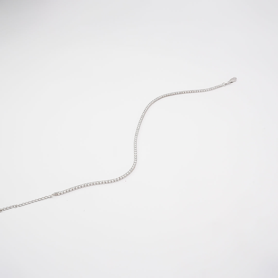 Silver Classic Tennis Anklet