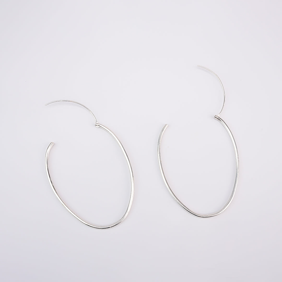 Silver Minimal Oval Hoops