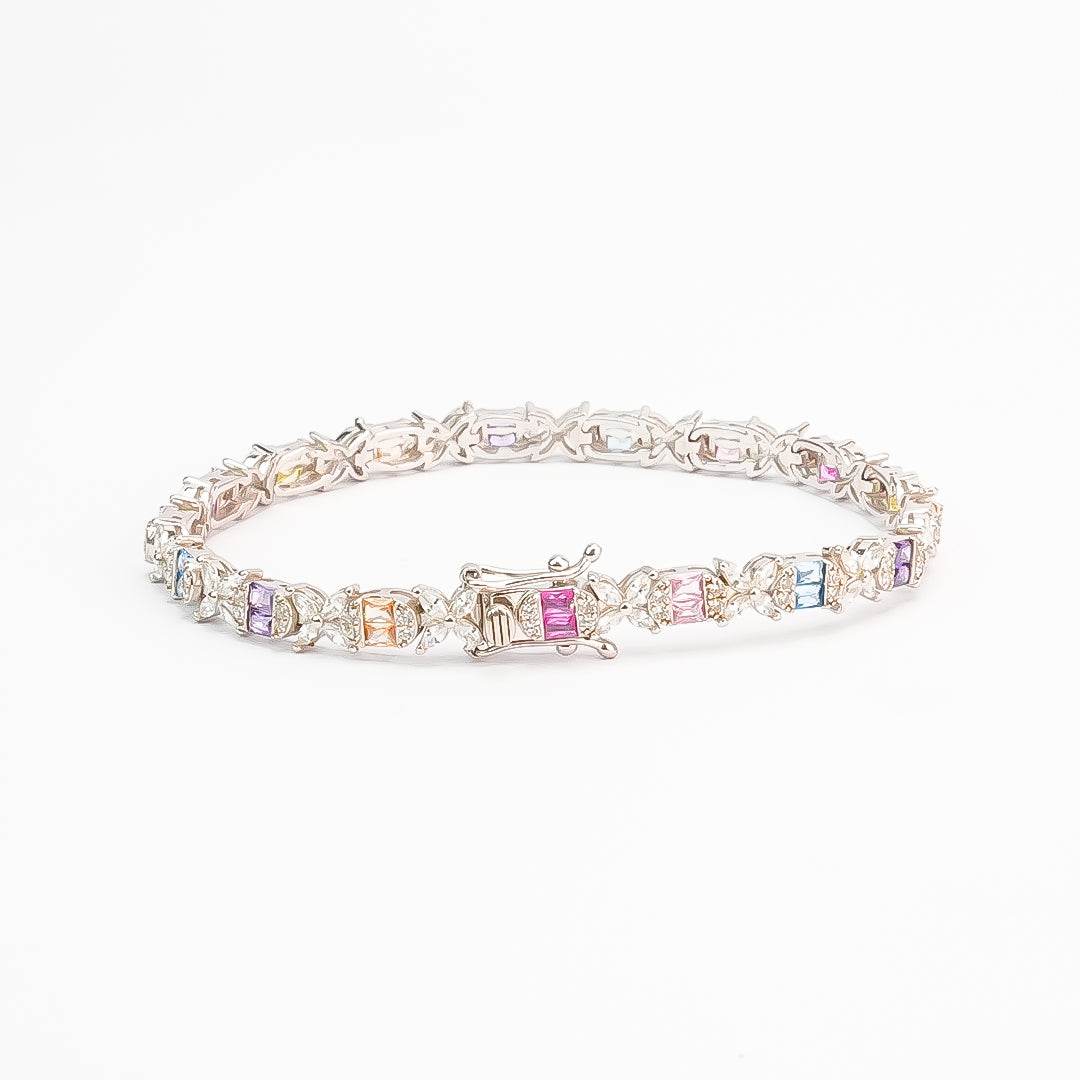 Silver Multicolour Tennis Bracelet
