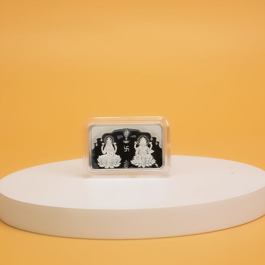 Divine Silver Blessings – 10g Lakshmi Ganesh Silver Brick (999 Purity)