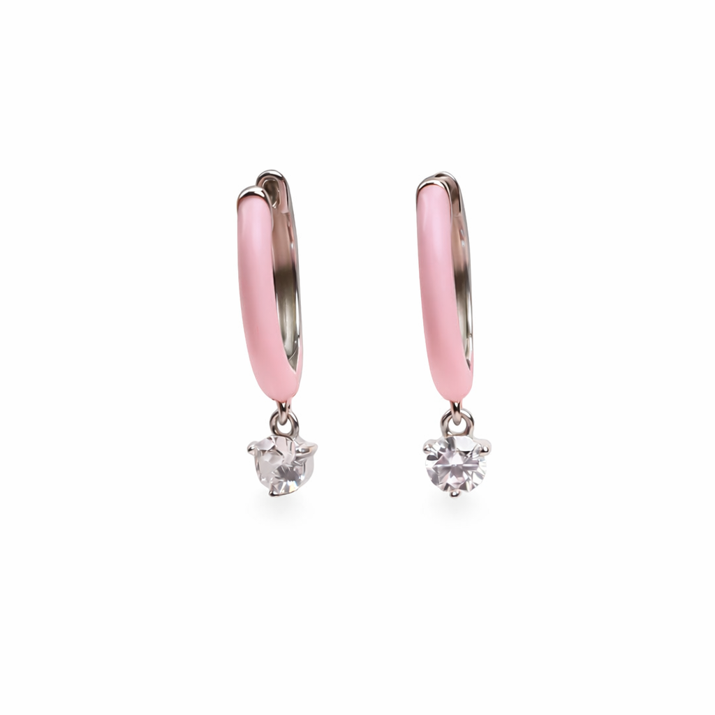 Elegant Pink Drop Hoop Earrings