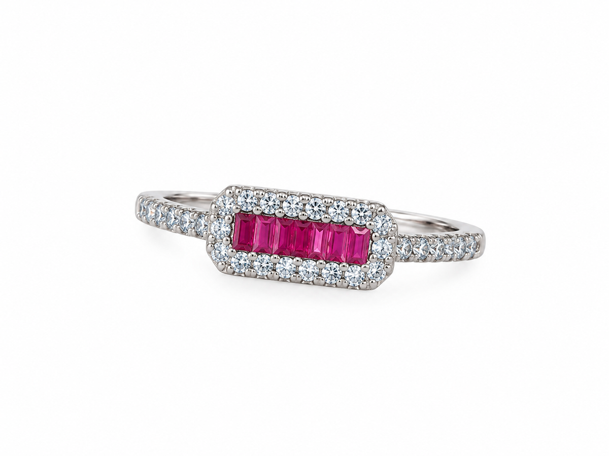Ruby Red CZ Halo Ring