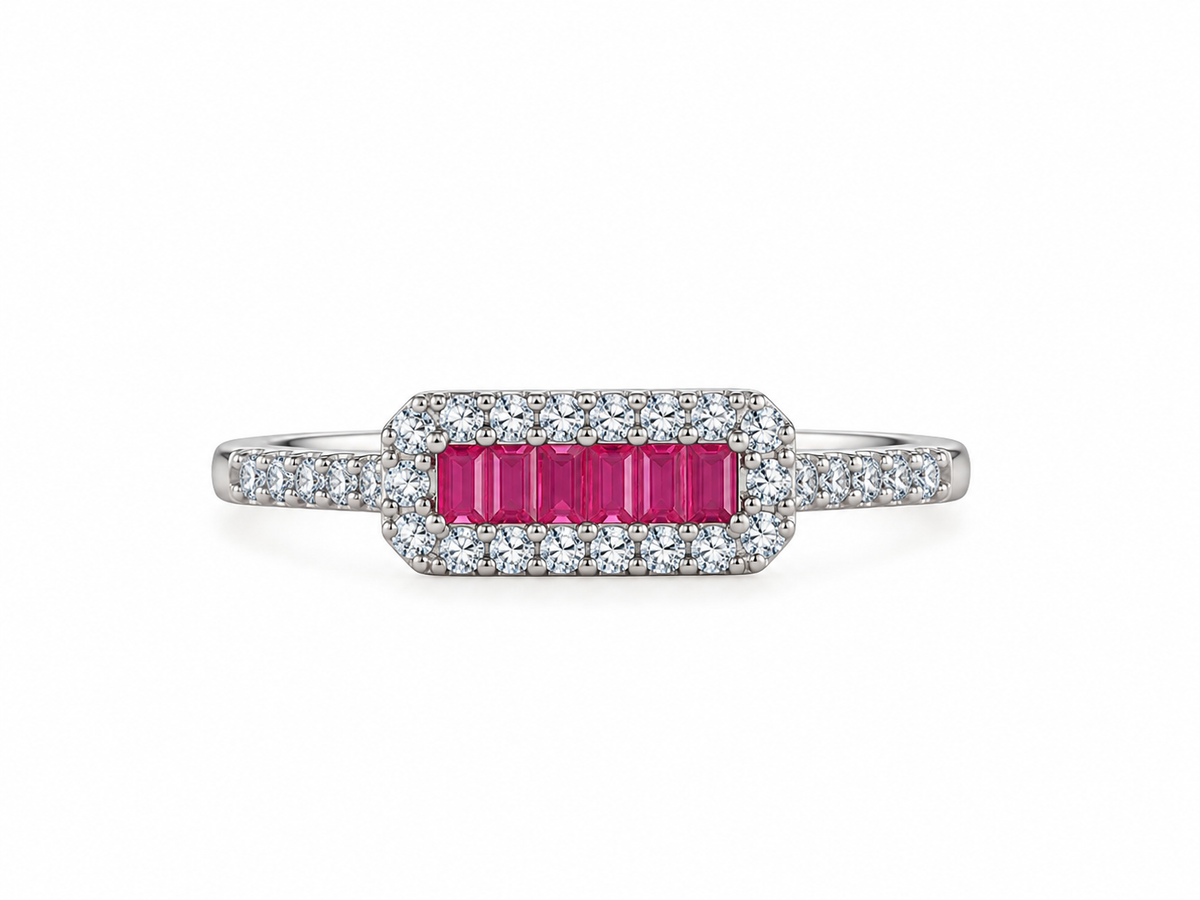 Ruby Red CZ Halo Ring