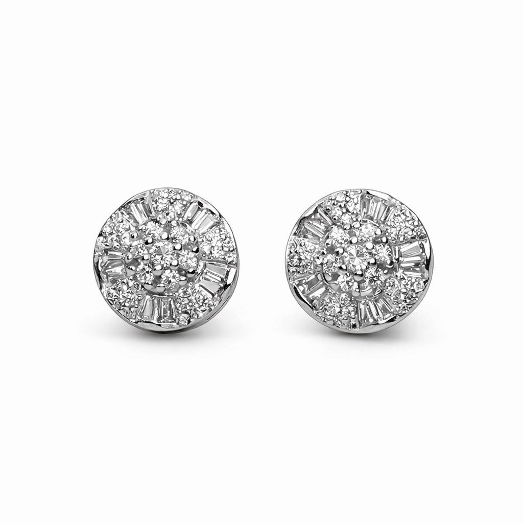 Round Solitaire 925 Silver Stud Earrings