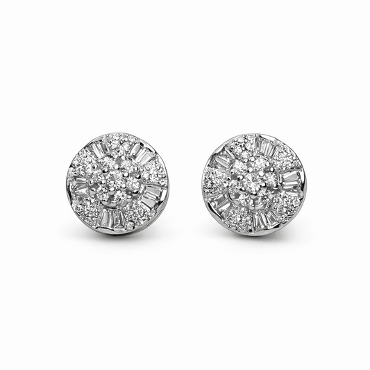 Round Solitaire 925 Silver Stud Earrings