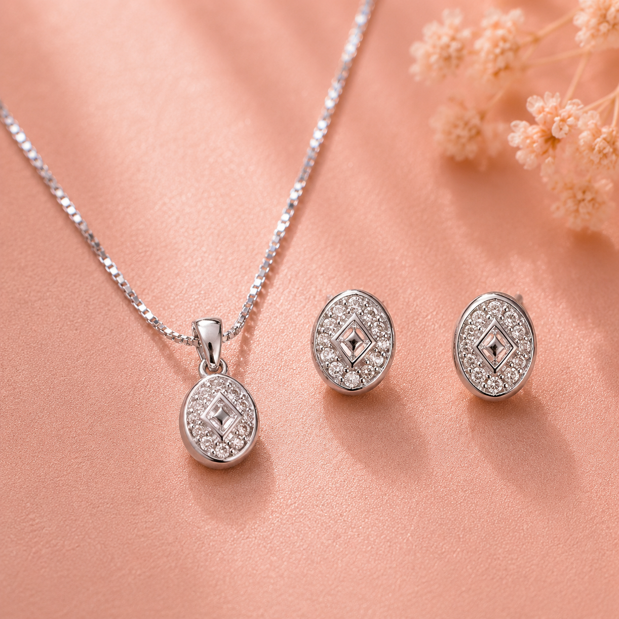 Royal Radiance Diamond-Finish Necklace & Earrings Set