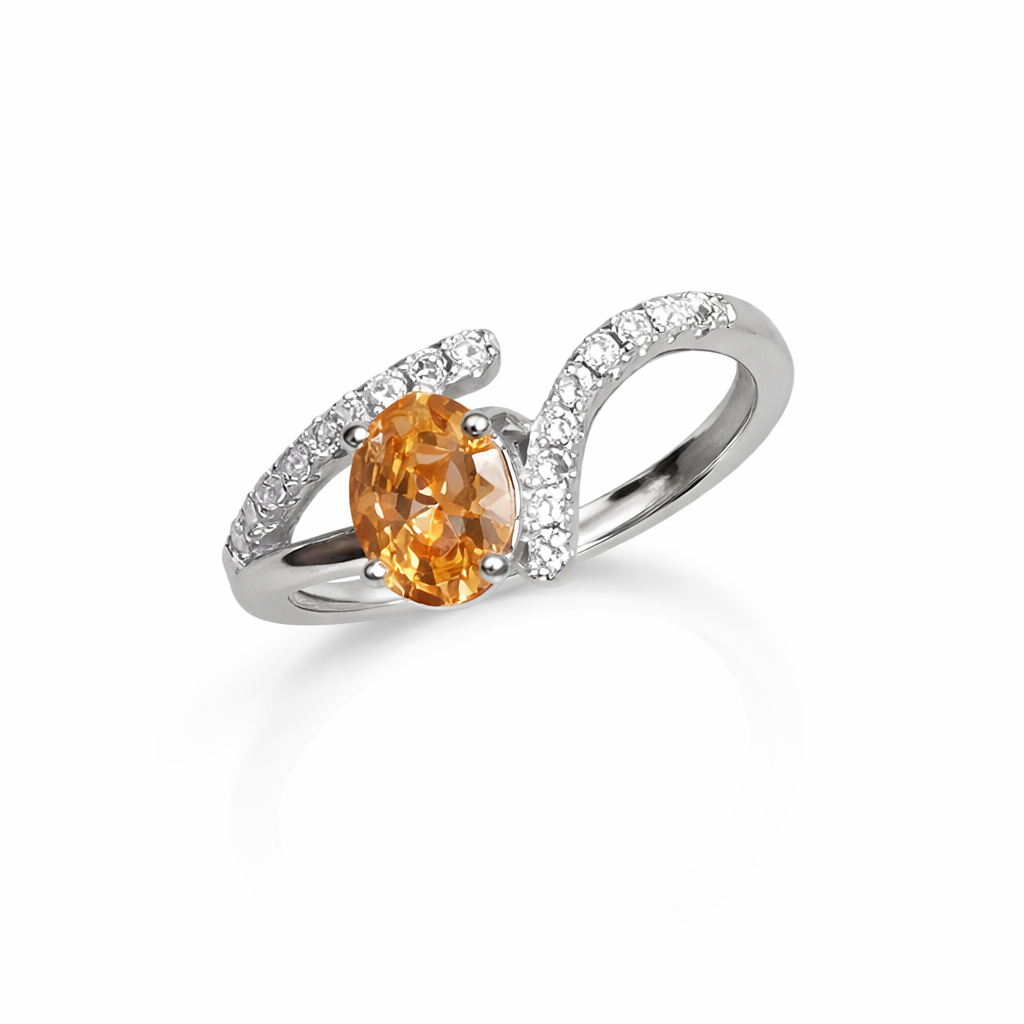 Peach Glow – 925 Silver Adjustable Ring