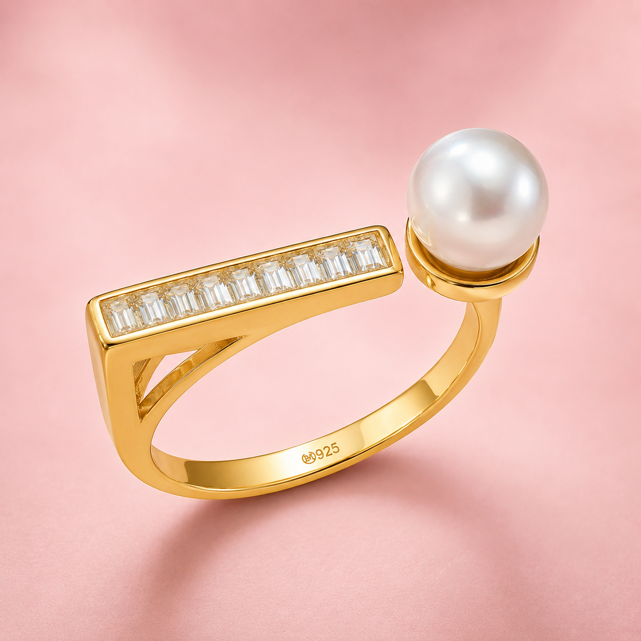 Pearl Elegance 925 Sterling Silver Adjustable Ring