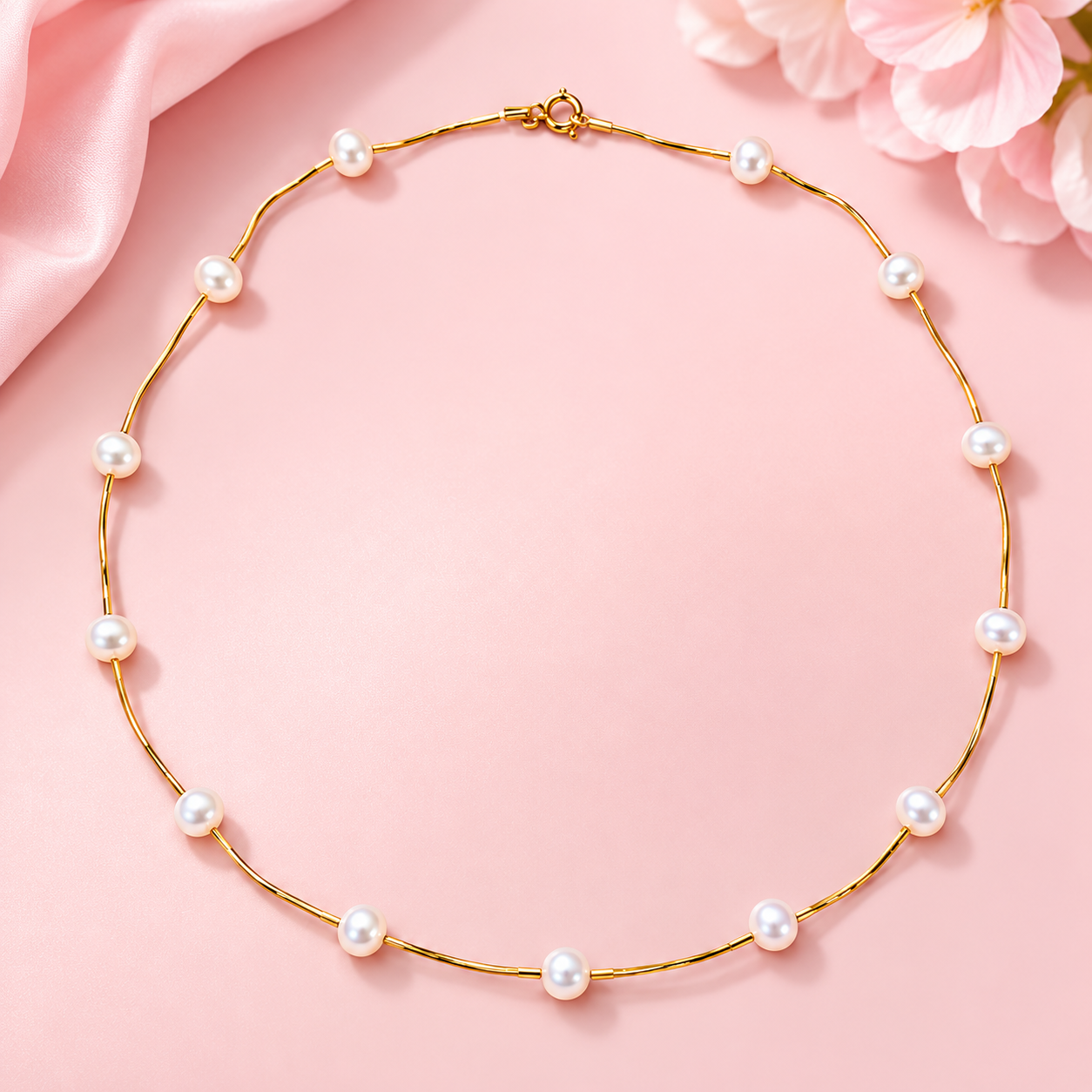 Pearl Elegance Gold-Tone Necklace – 20 cm