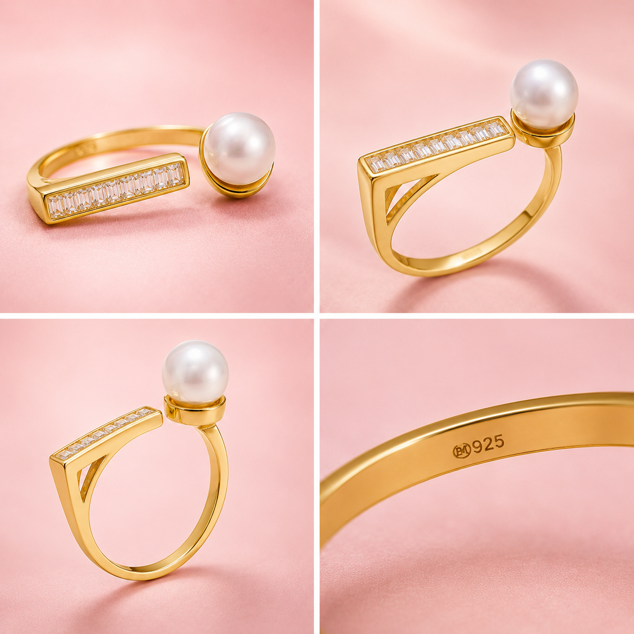 Pearl Elegance 925 Sterling Silver Adjustable Ring