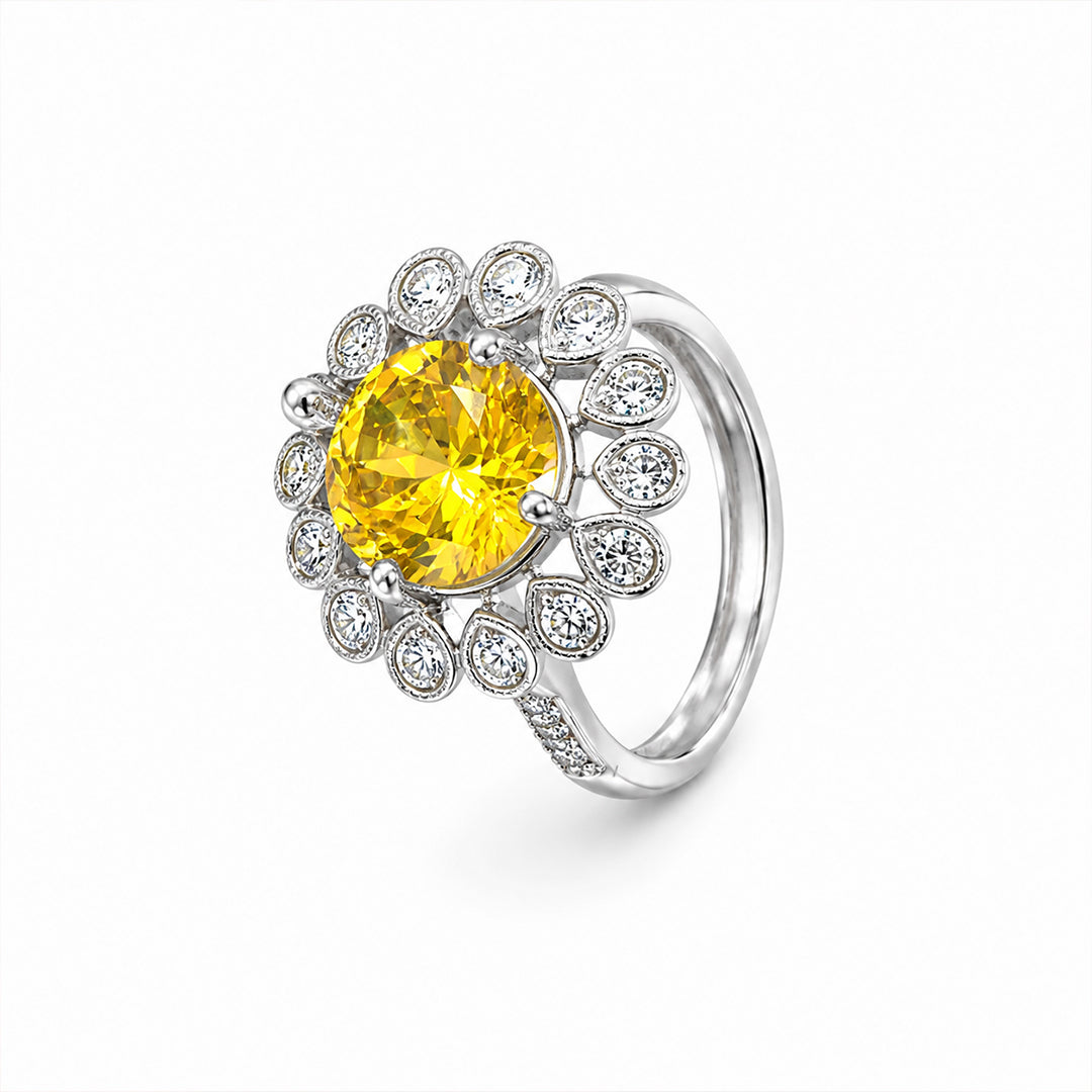 Sunflower Silver Adjustable Ring