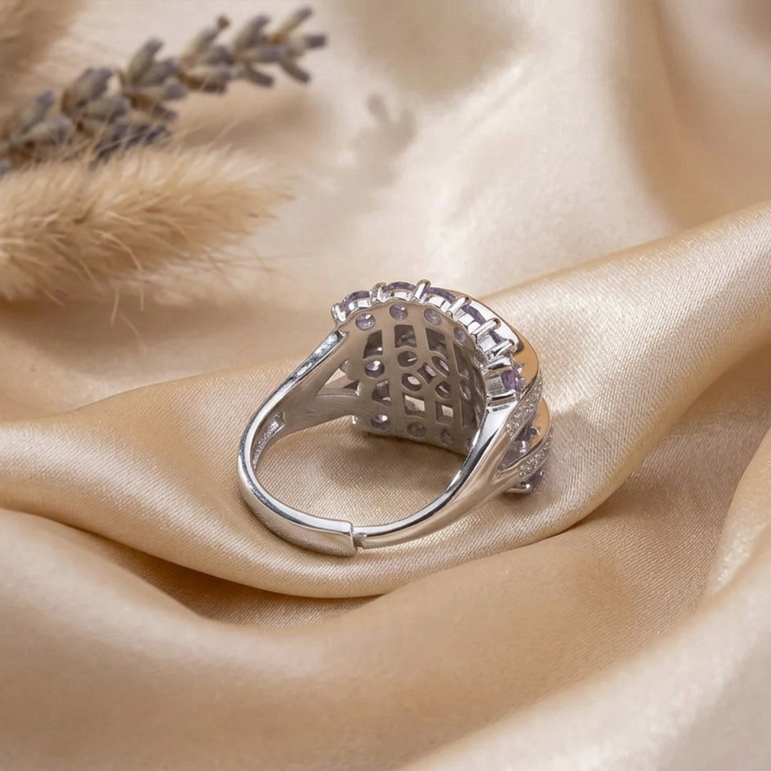 Amethyst Glow Adjustable Ring | 925 Silver