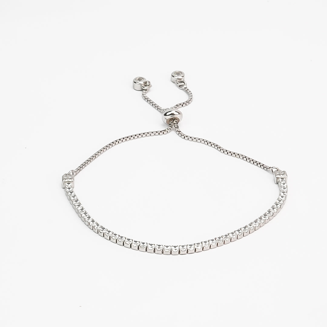 Classic Silver Tennis Adjustable Bracelet