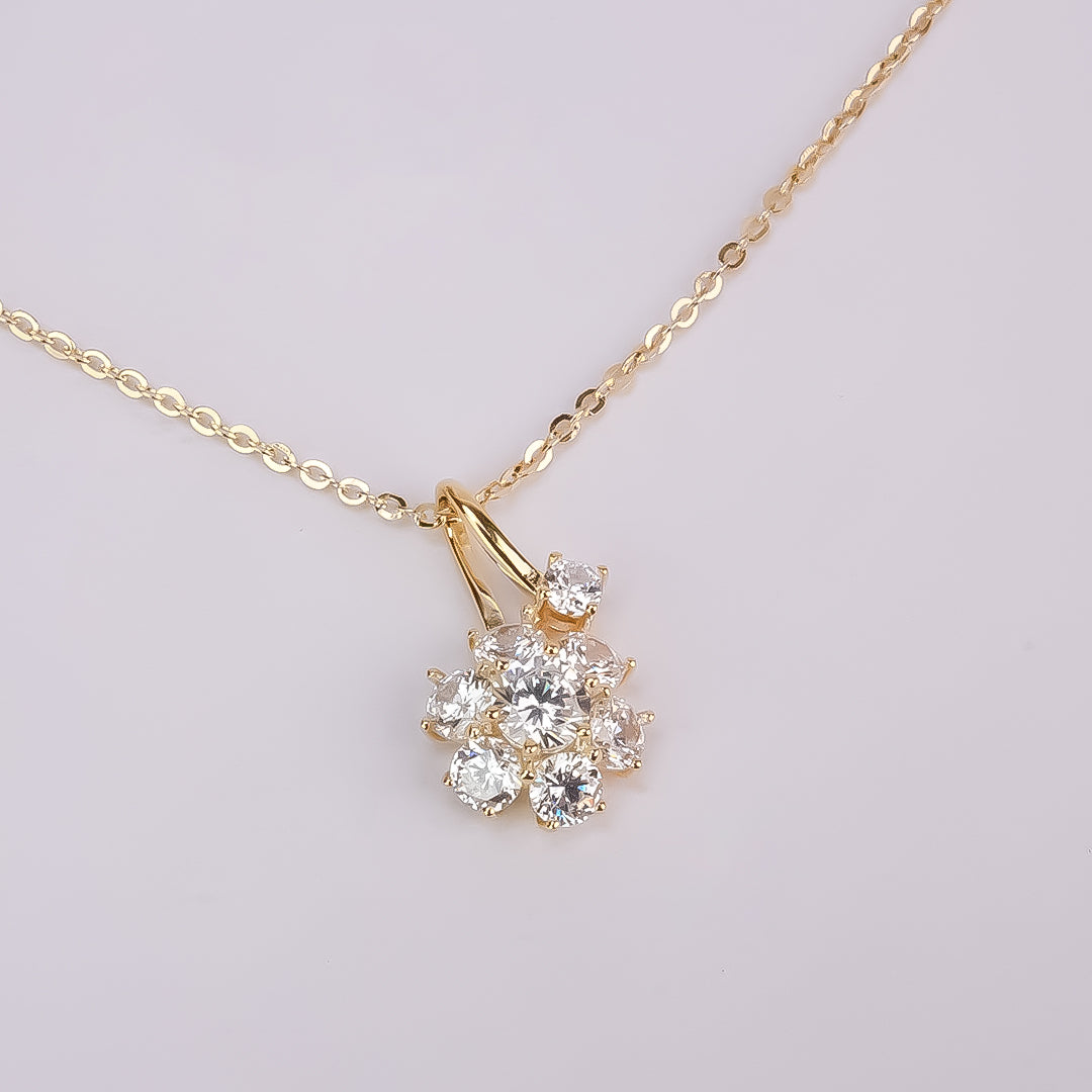 Flower Rhodium Plated 925 Silver Necklace