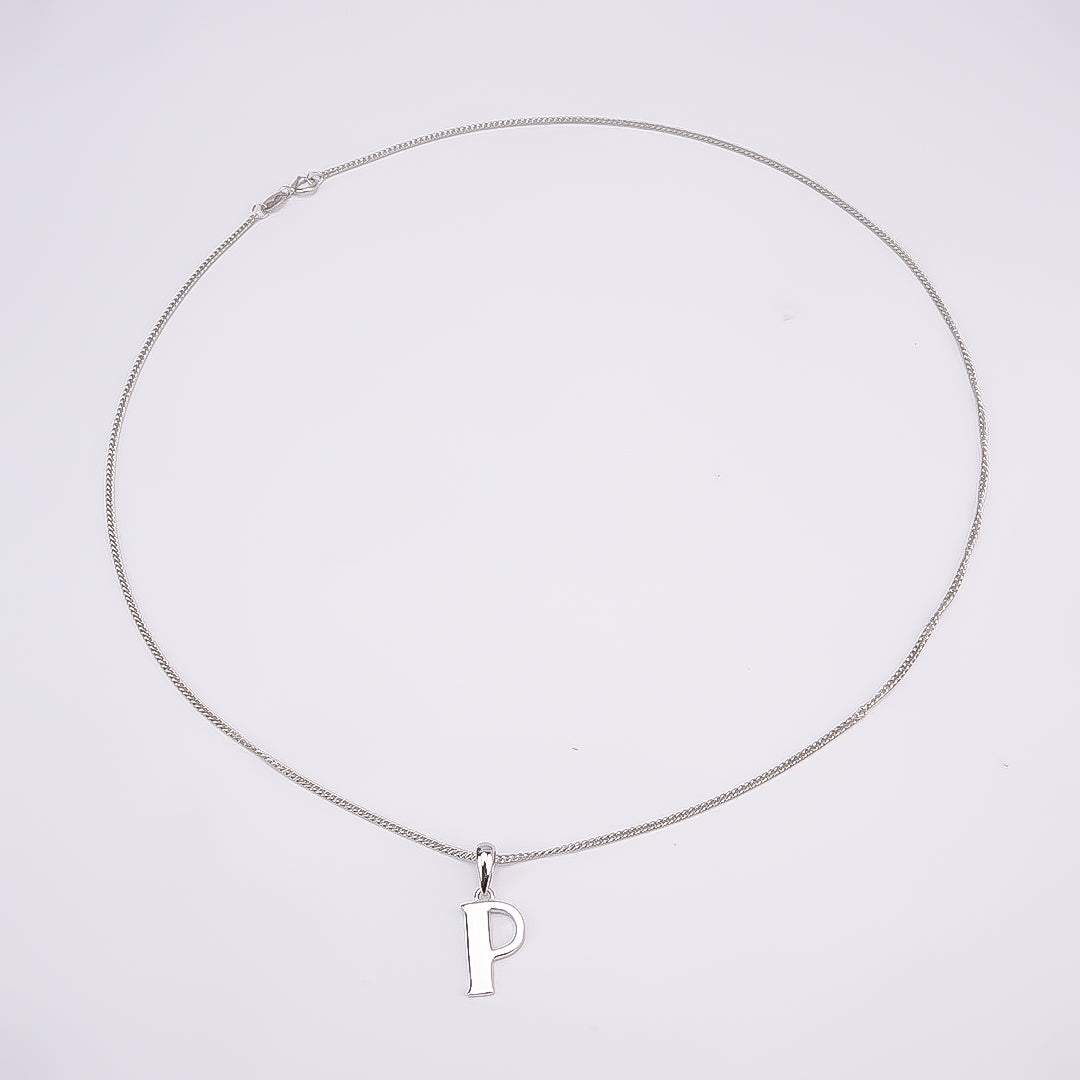 Silver P Initial Pendant Chain
