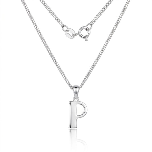 Silver P Initial Pendant Chain
