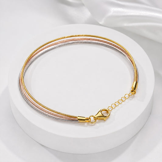 Multi-Strand Triple Plating 925 Sterling Silver Bracelet