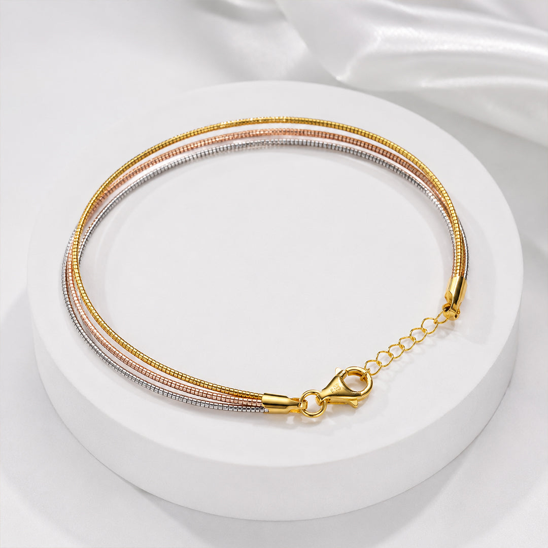 Multi-Strand Triple Plating 925 Sterling Silver Bracelet