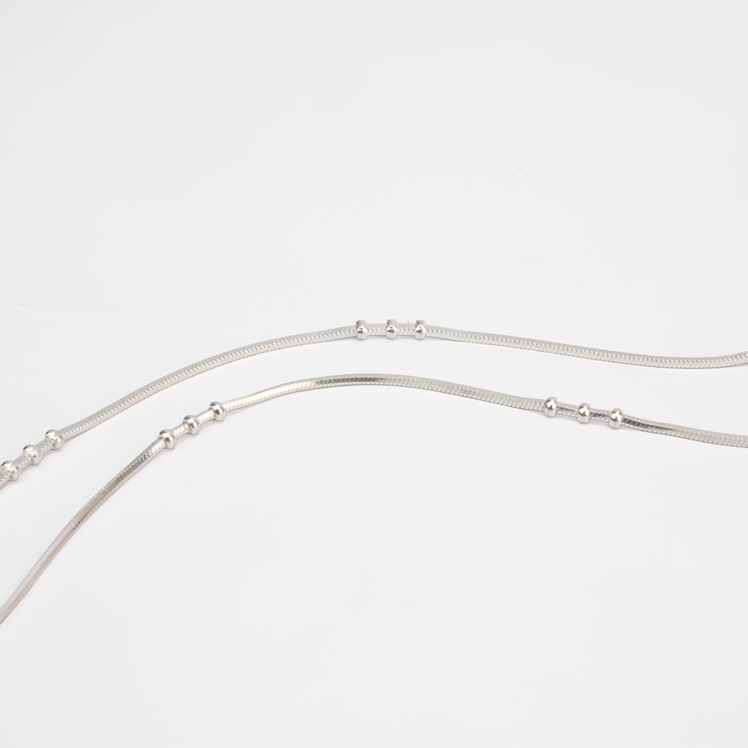 Silver Minimal Beaded Anklet