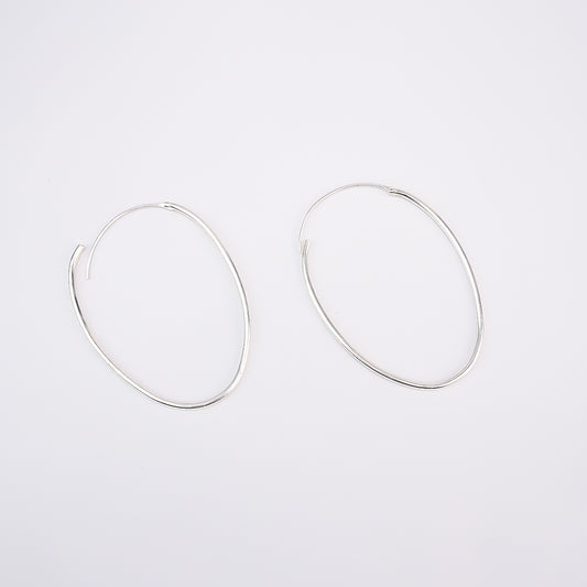 Silver Minimal Oval Hoops