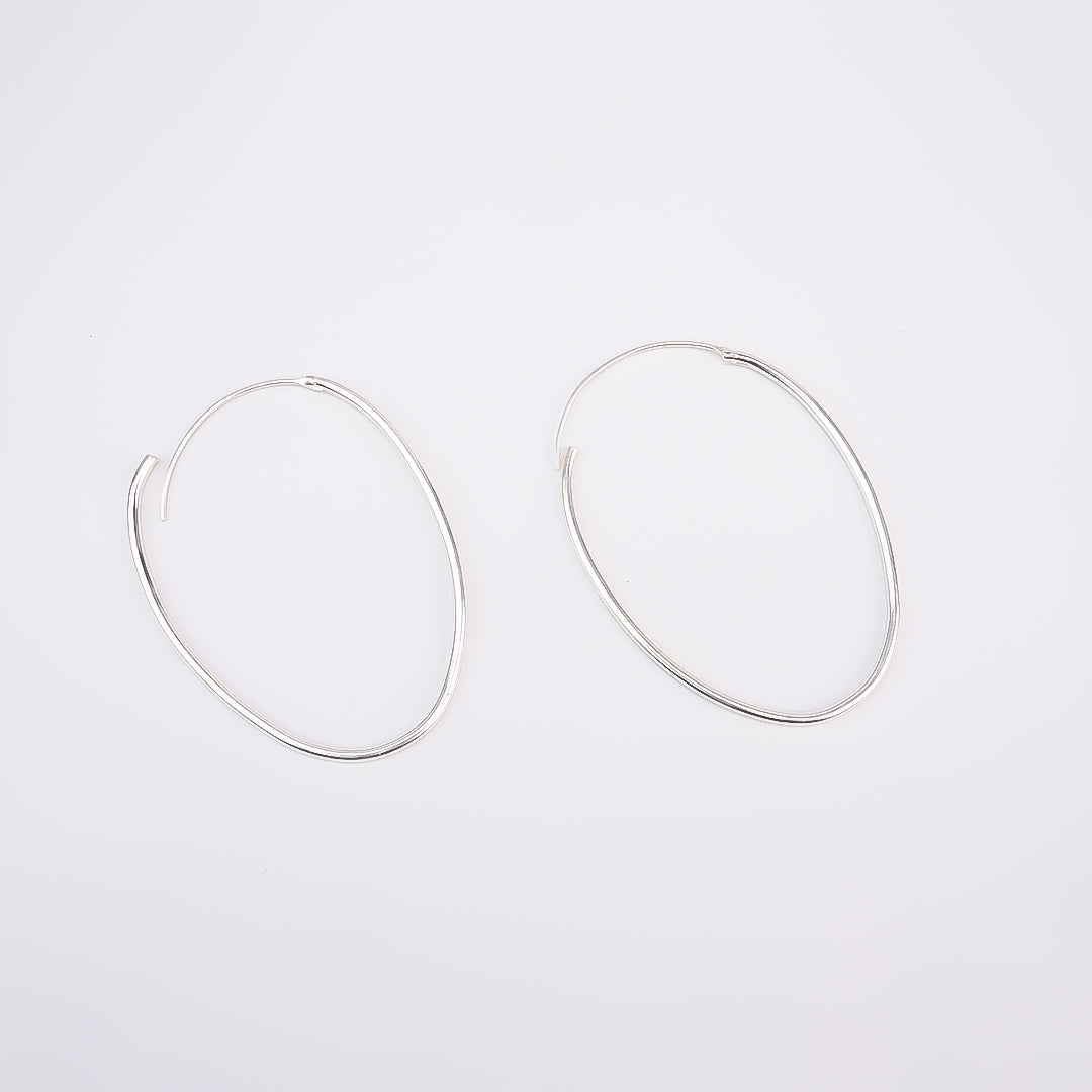 Silver Minimal Oval Hoops