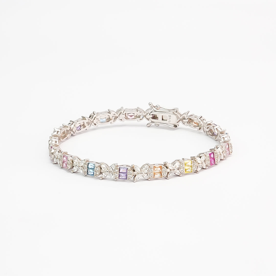 Silver Multicolour Tennis Bracelet