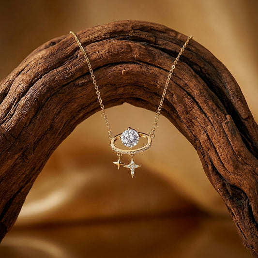 Silver Orbit Gold Necklace