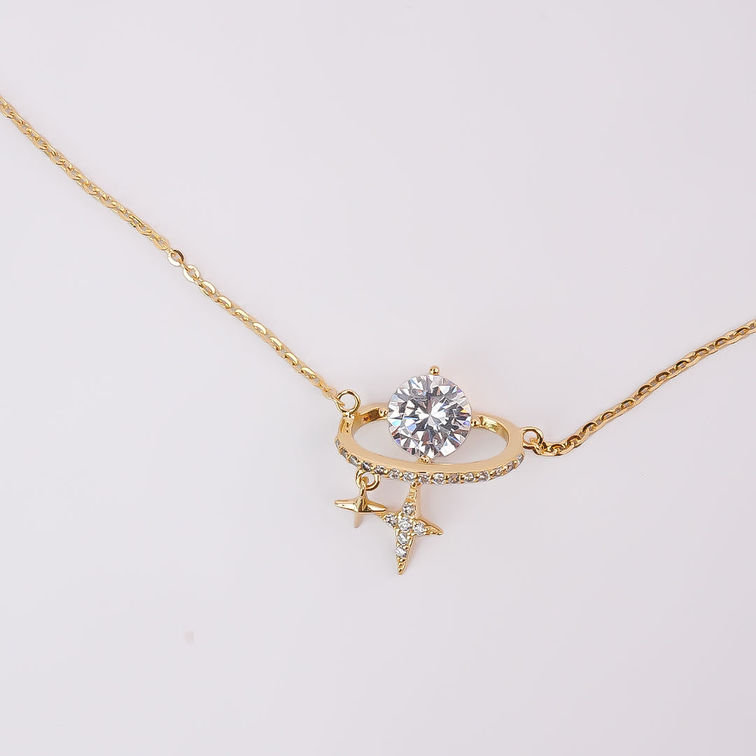 Silver Orbit Gold Necklace