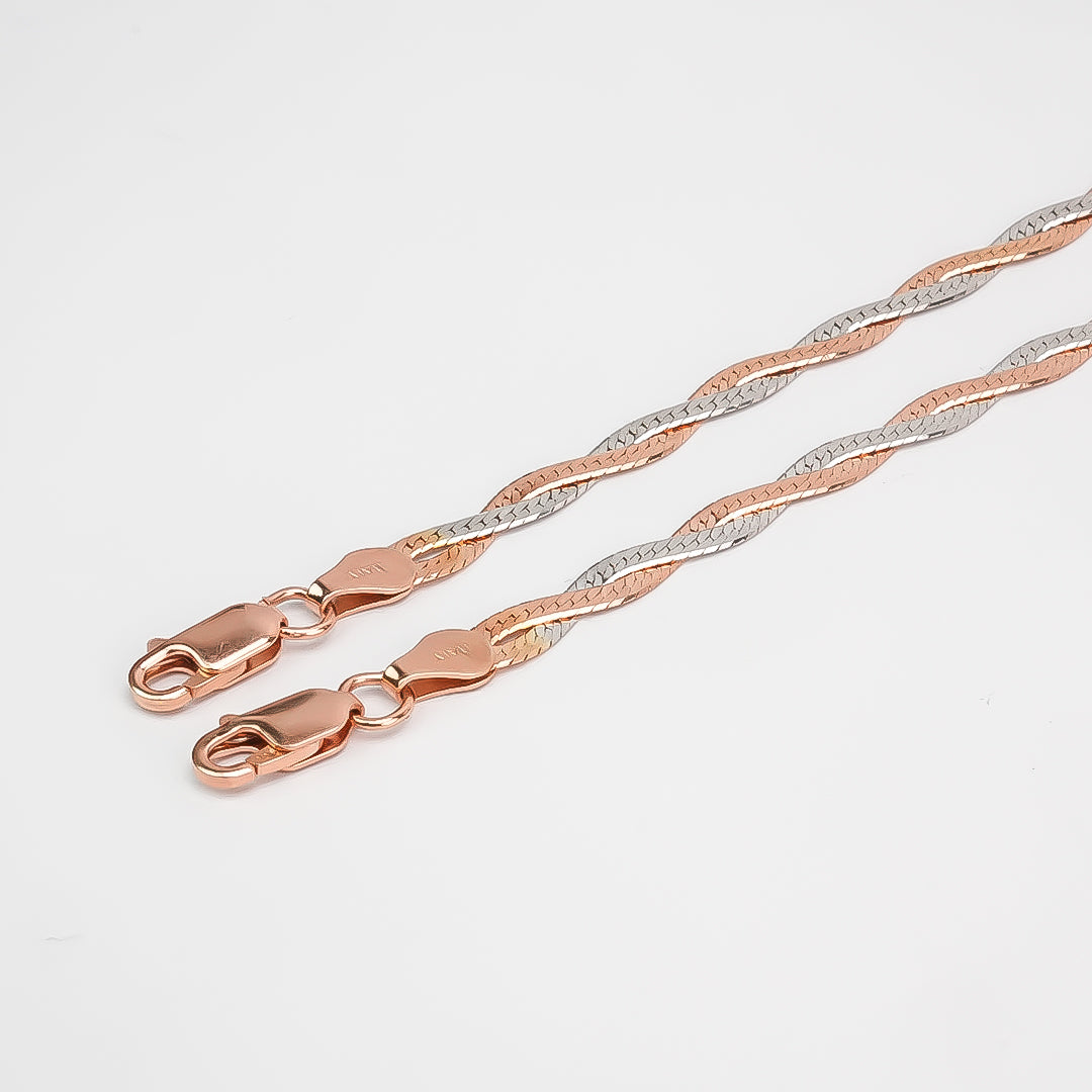 Silver Rose Gold Twist Muse Anklet
