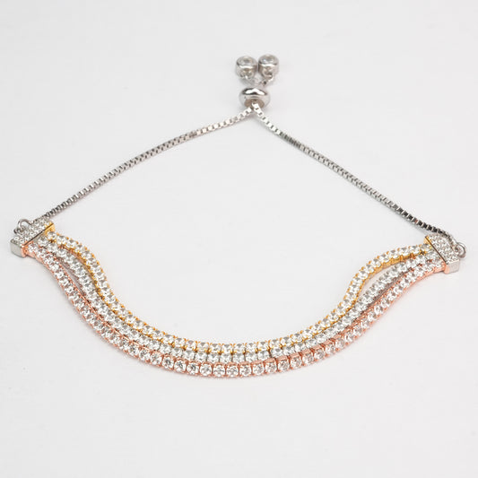 Tricolor Adjustable Tennis Bracelet | 925 Silver