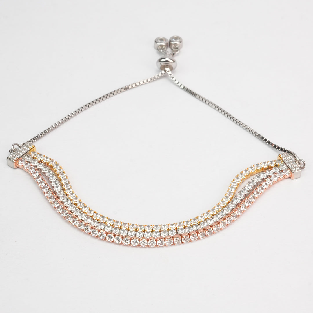 Tricolor Adjustable Tennis Bracelet | 925 Silver