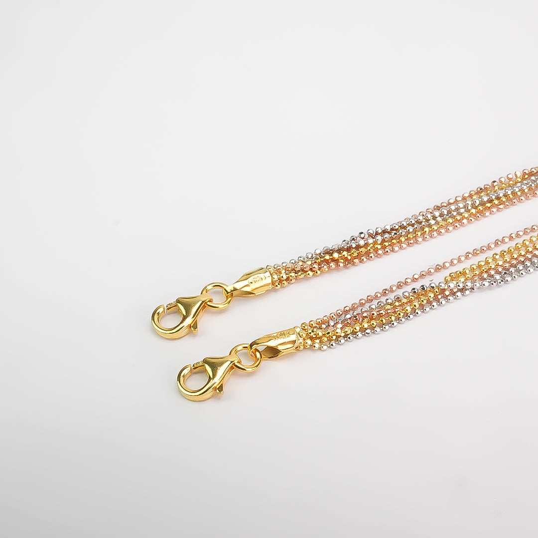 Silver Tricolor Italian Layered Kids Anklet