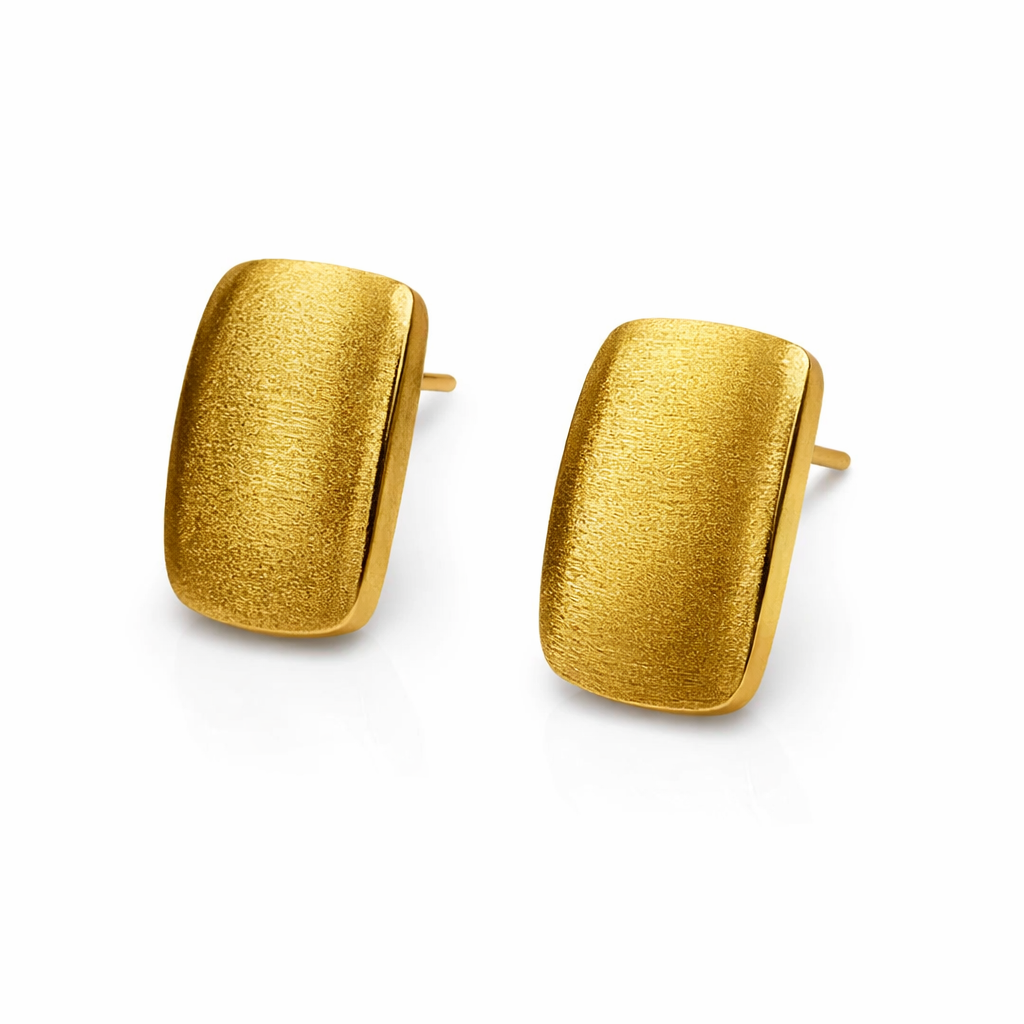 Golden Aura Stud Earrings Pure 925 Silver