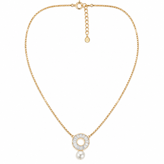Halo Pearl 925 Silver Necklace Taravya