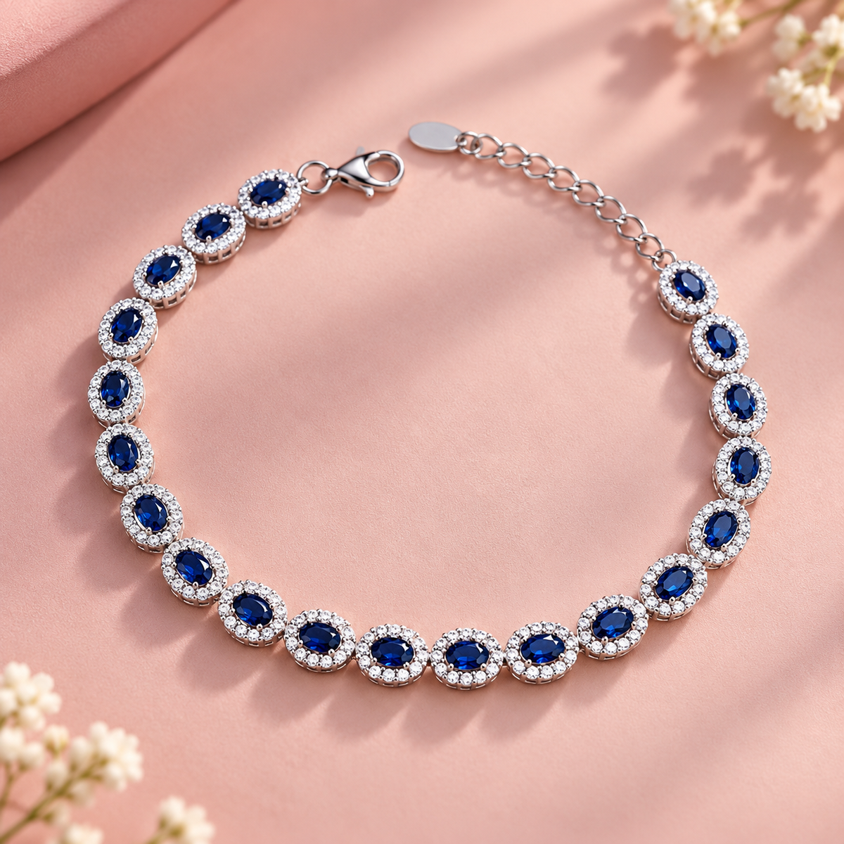 Taravya Women’s Infinity Pink Blossom Silver Bracelet