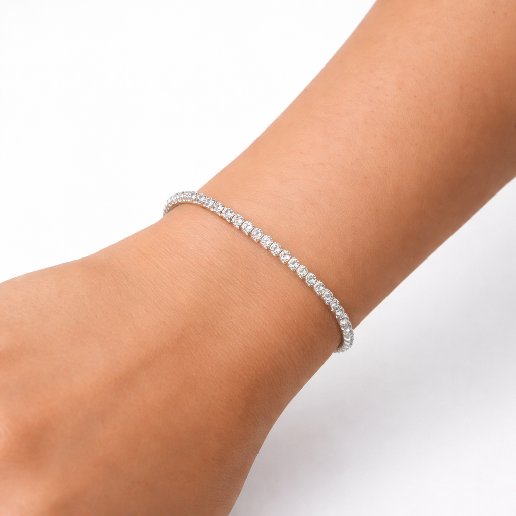 Classic Silver Tennis Adjustable Bracelet