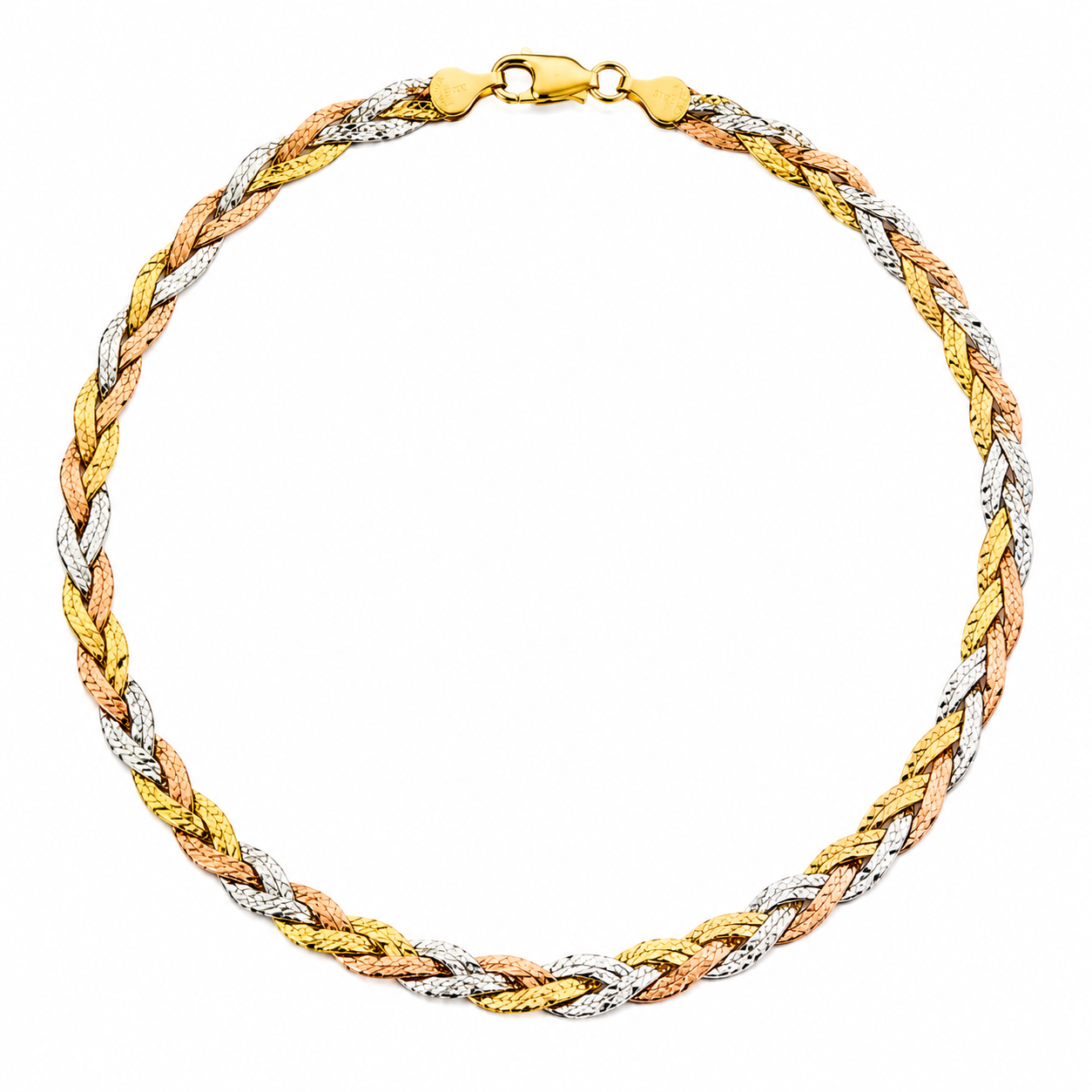 Tricolour Twisted 925 Sterling Silver Chain – 21 cm