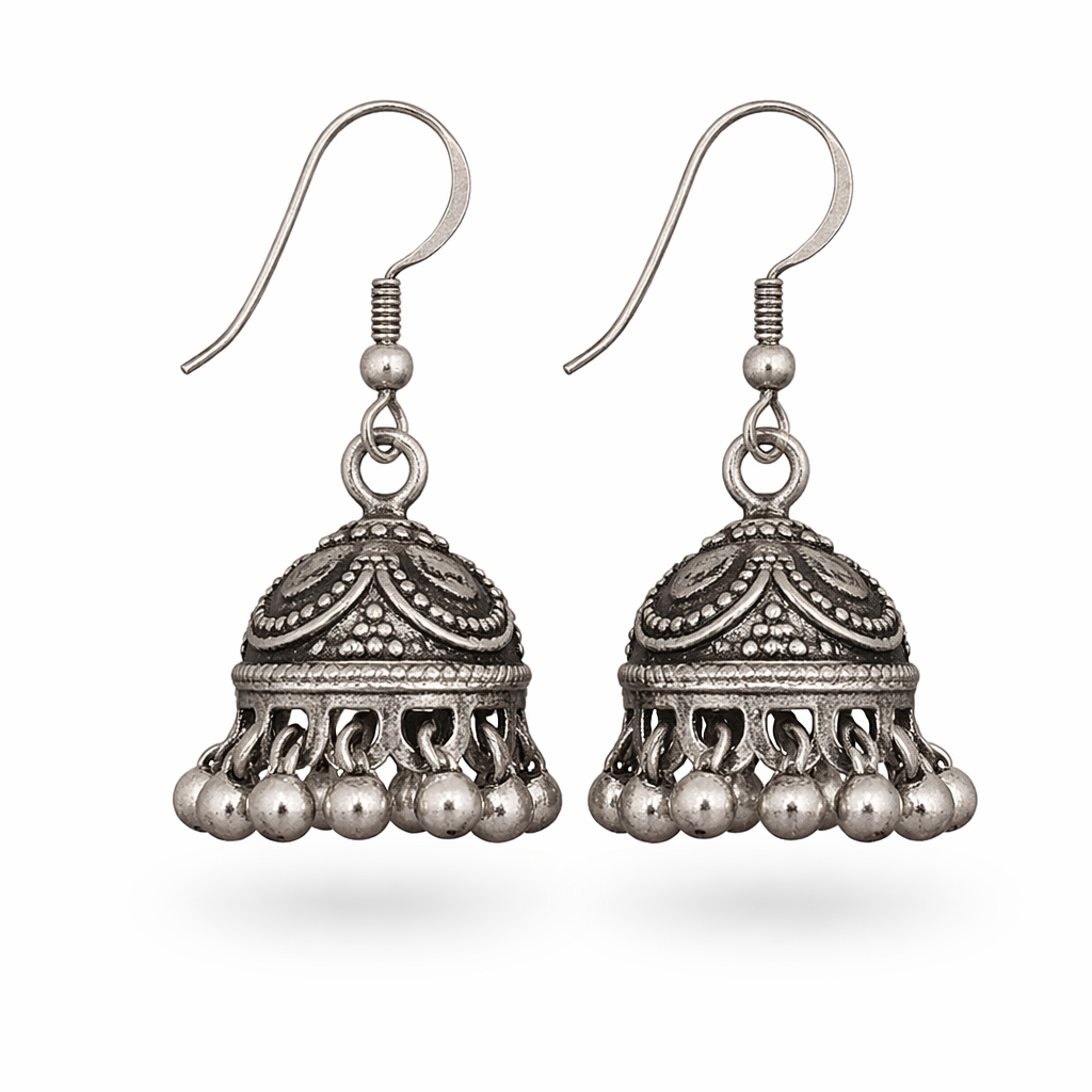 Classic Oxidised Jhumki Earrings