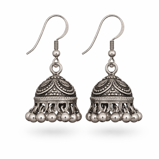 Classic Oxidised Jhumki Earrings