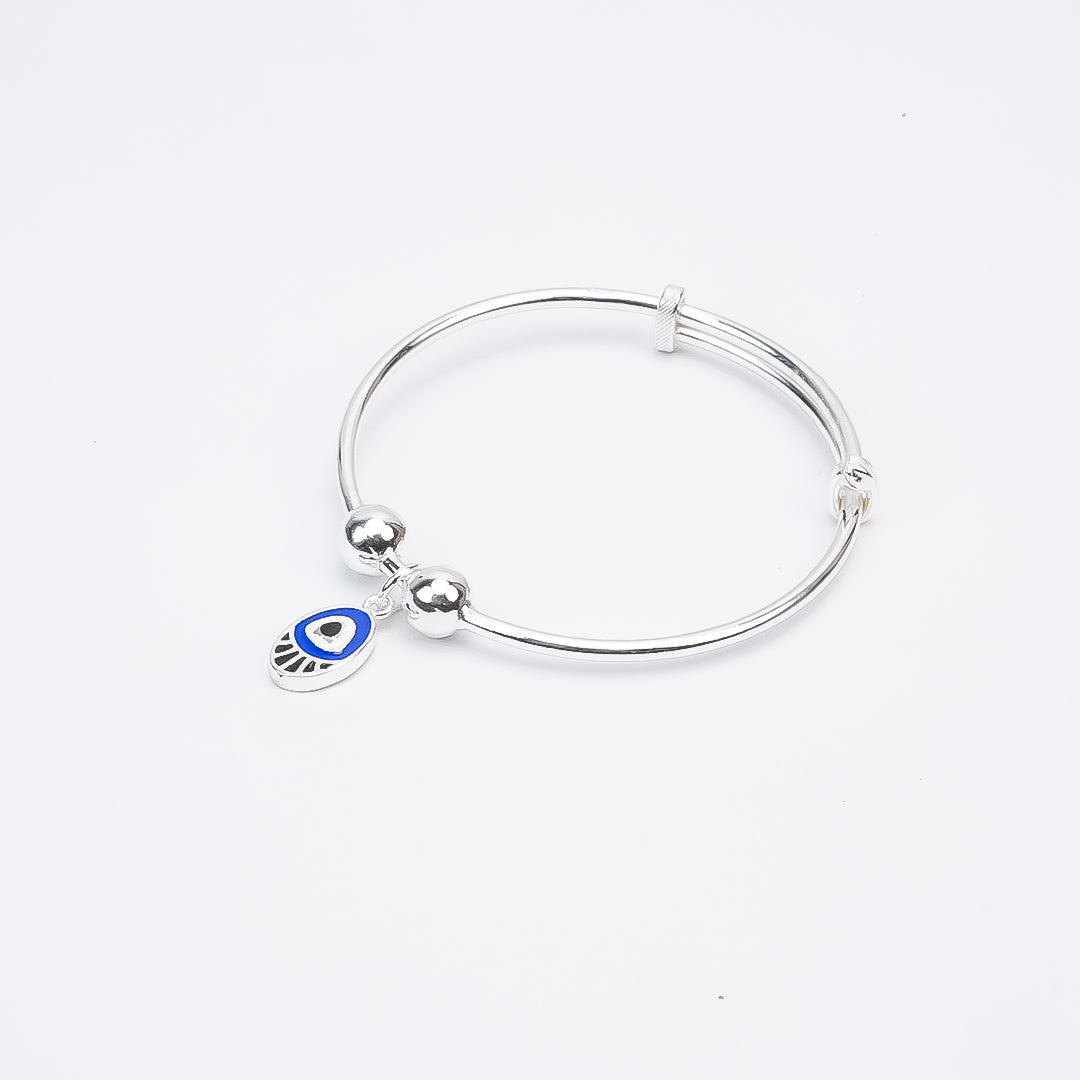 Silver Blue Nazar Kids Bangle Bracelet