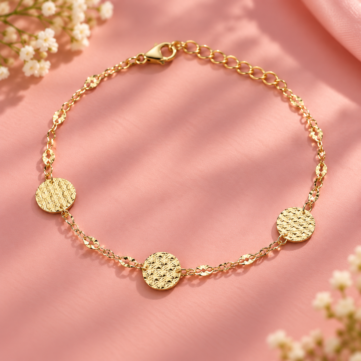 ✨ Taravya Golden Lattice Disc Bracelet Taravya